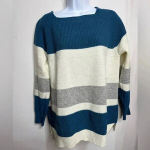 Barbour Oyster Knit Striped Wool Blend Made In Italy Sweater Sizd US 10